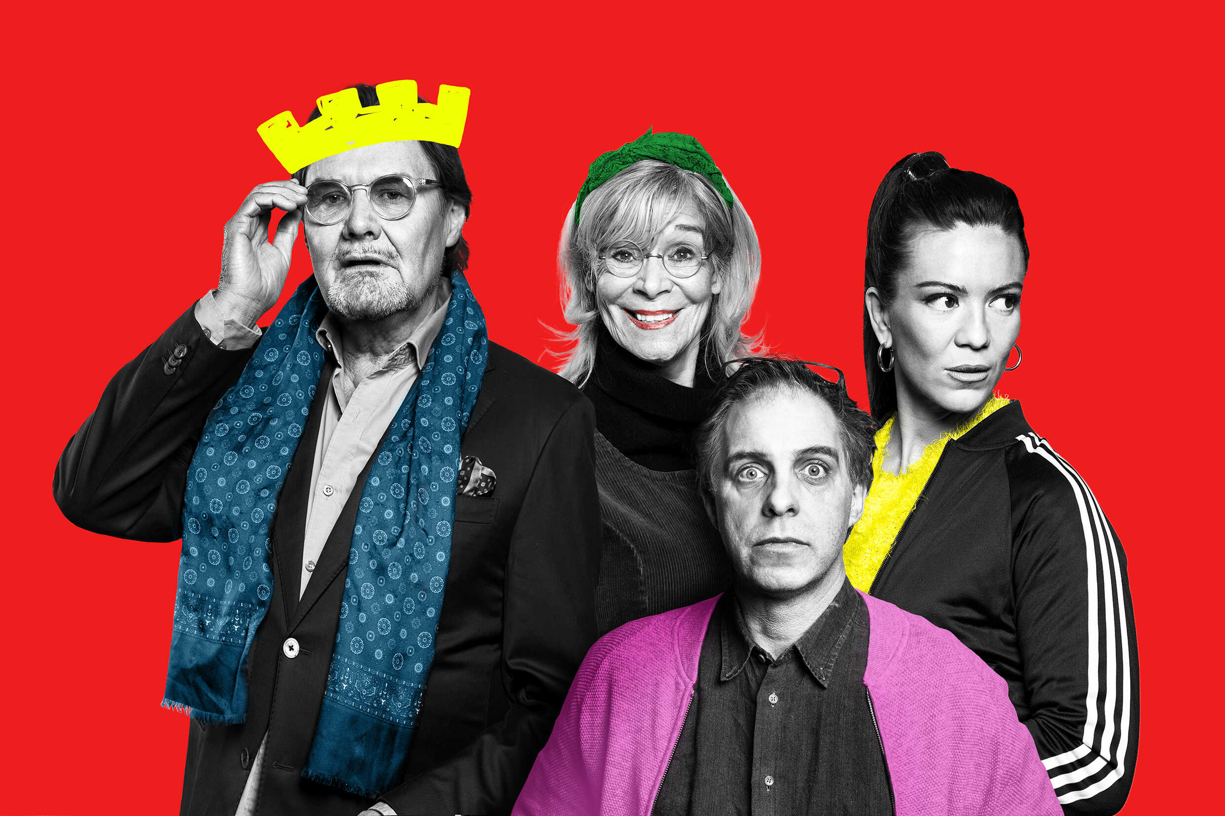 En tillfällig ensemble sätter upp Kung Lear, urpremiär 10 februari 2022 på Soppteatern, Kulturhusert Stadsteatern. På bild Johan Rabaeus, Mia Benson, Johanna Lazcano och Fredrik Meyer