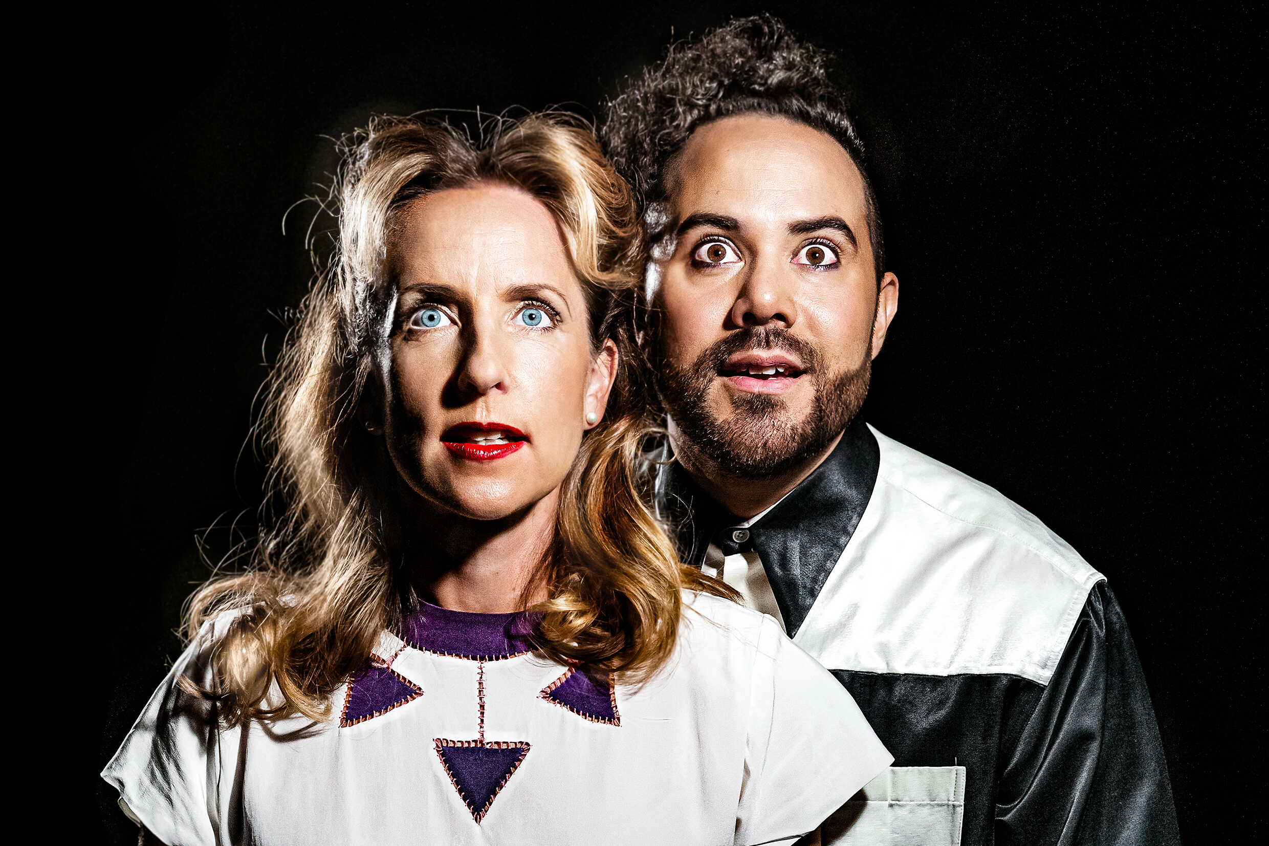 Anna Ståhl och Erik Rosales i Hedy - geniet och skönheten. Urpremiär 21 oktober 2022 på Soppteatern, Kulturhuset Stadsteatern