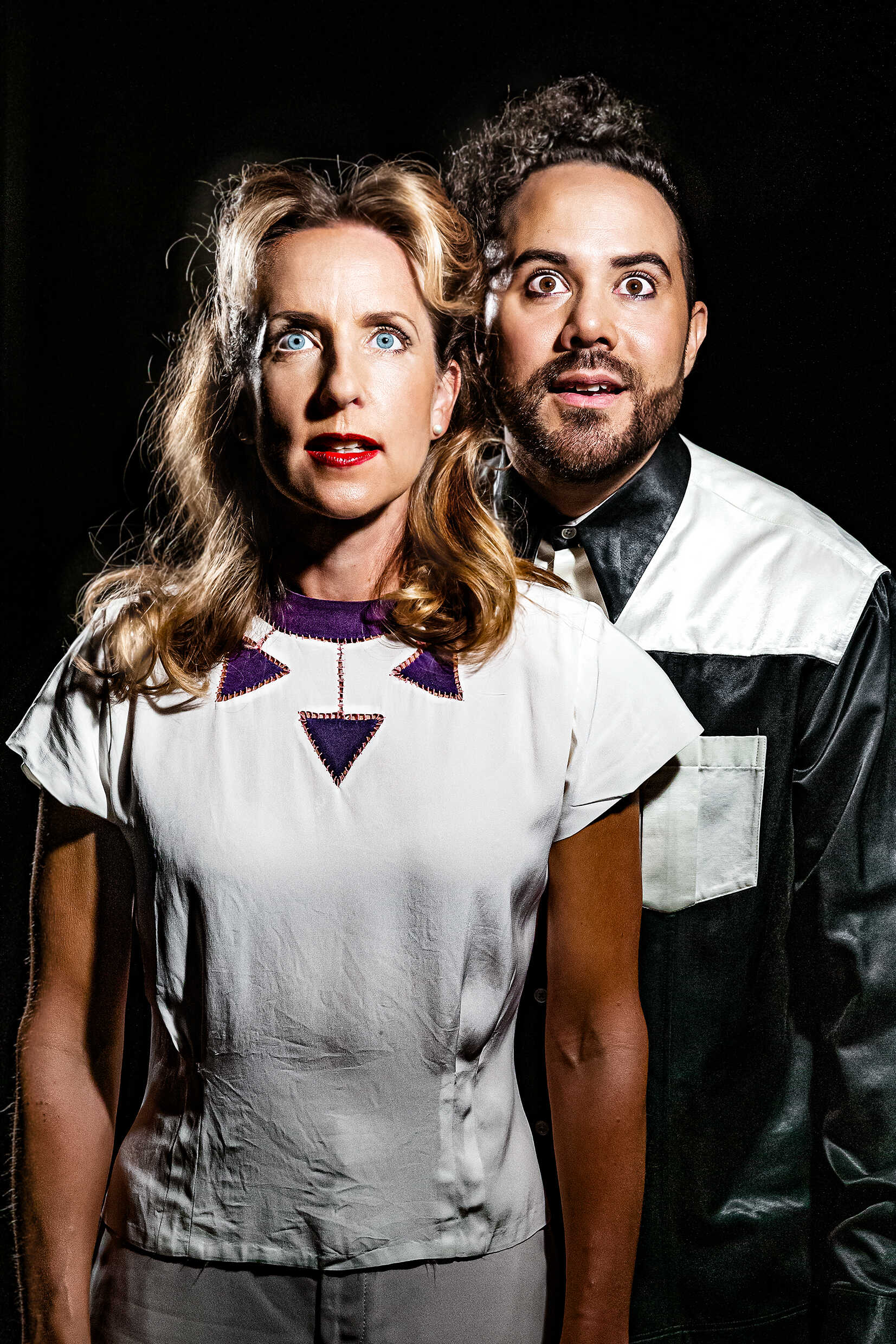 Anna Ståhl och Erik Rosales i Hedy - geniet och skönheten. Urpremiär 21 oktober 2022 på Soppteatern, Kulturhuset Stadsteatern