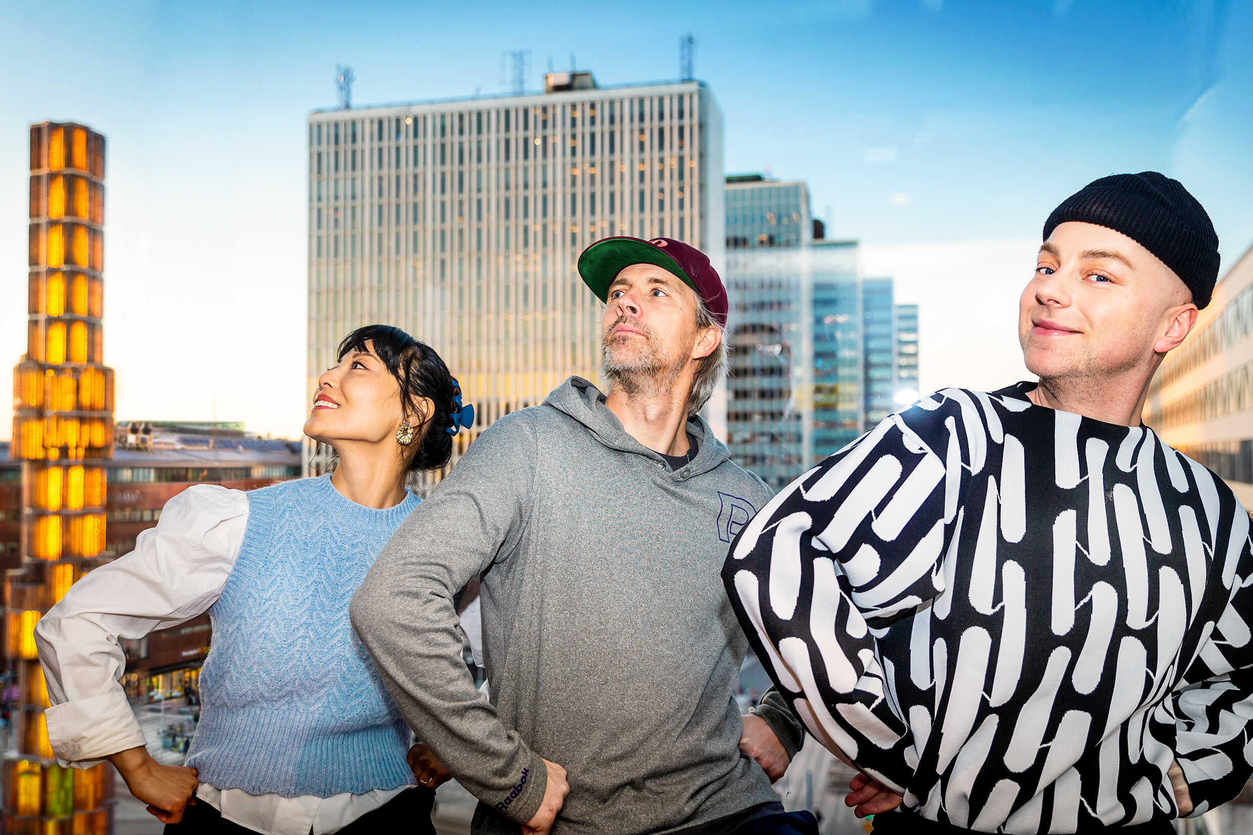 Lisette T Pagler, Fredrik Benke Rydman (regissör och koreograf) samt Robert Fux i Matilda The Musical. Premiär 1 december 2023 på Stora scenen, Kulturhuset Stadsteatern.