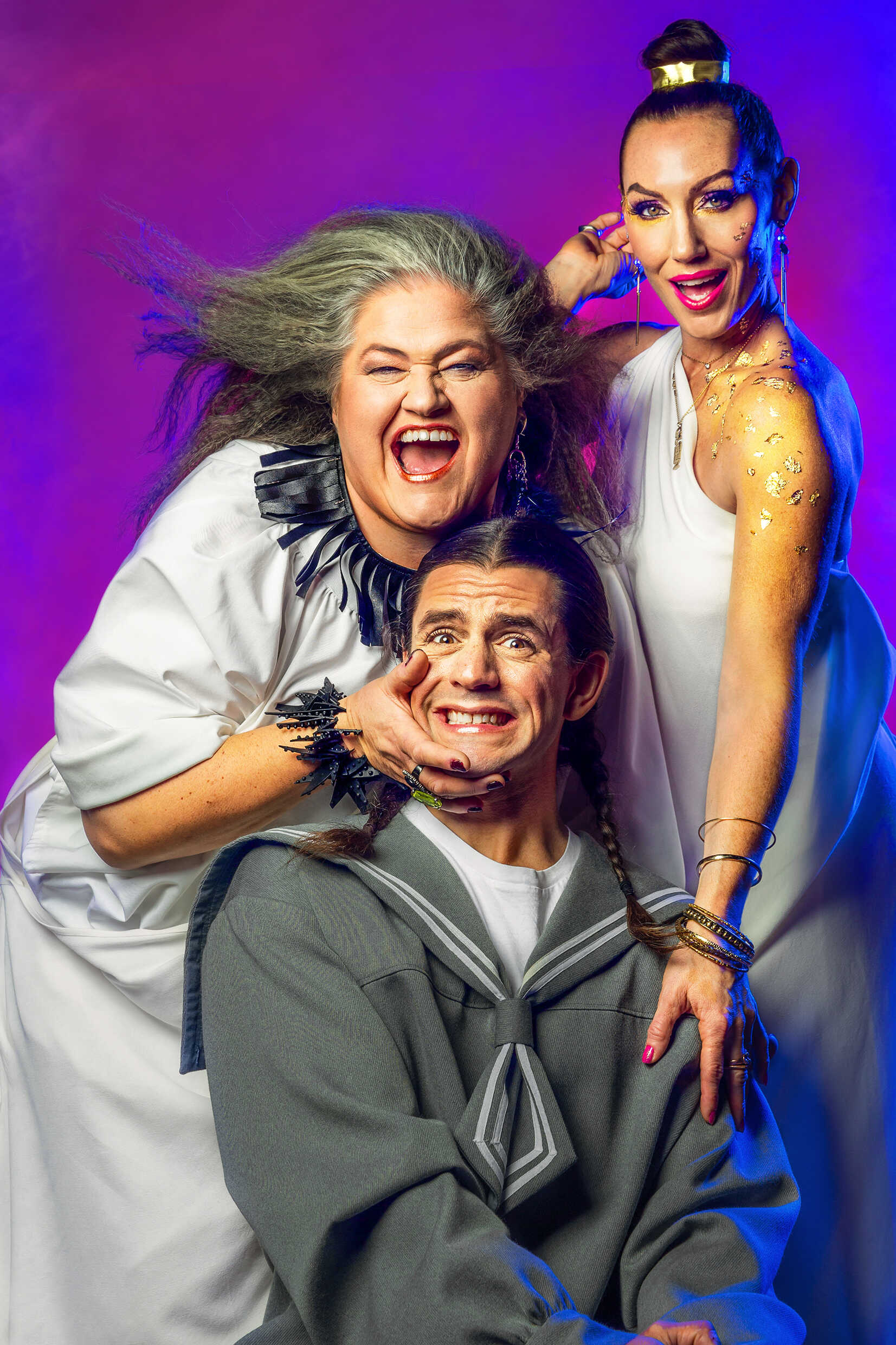 Maria Johansson Josephsson, Patrik Hont och Lina Hedlund i Lysistrate - återkomsten. Urpremiär 31 mars 2023 på Soppteatern, Kulturhuset Stadsteatern