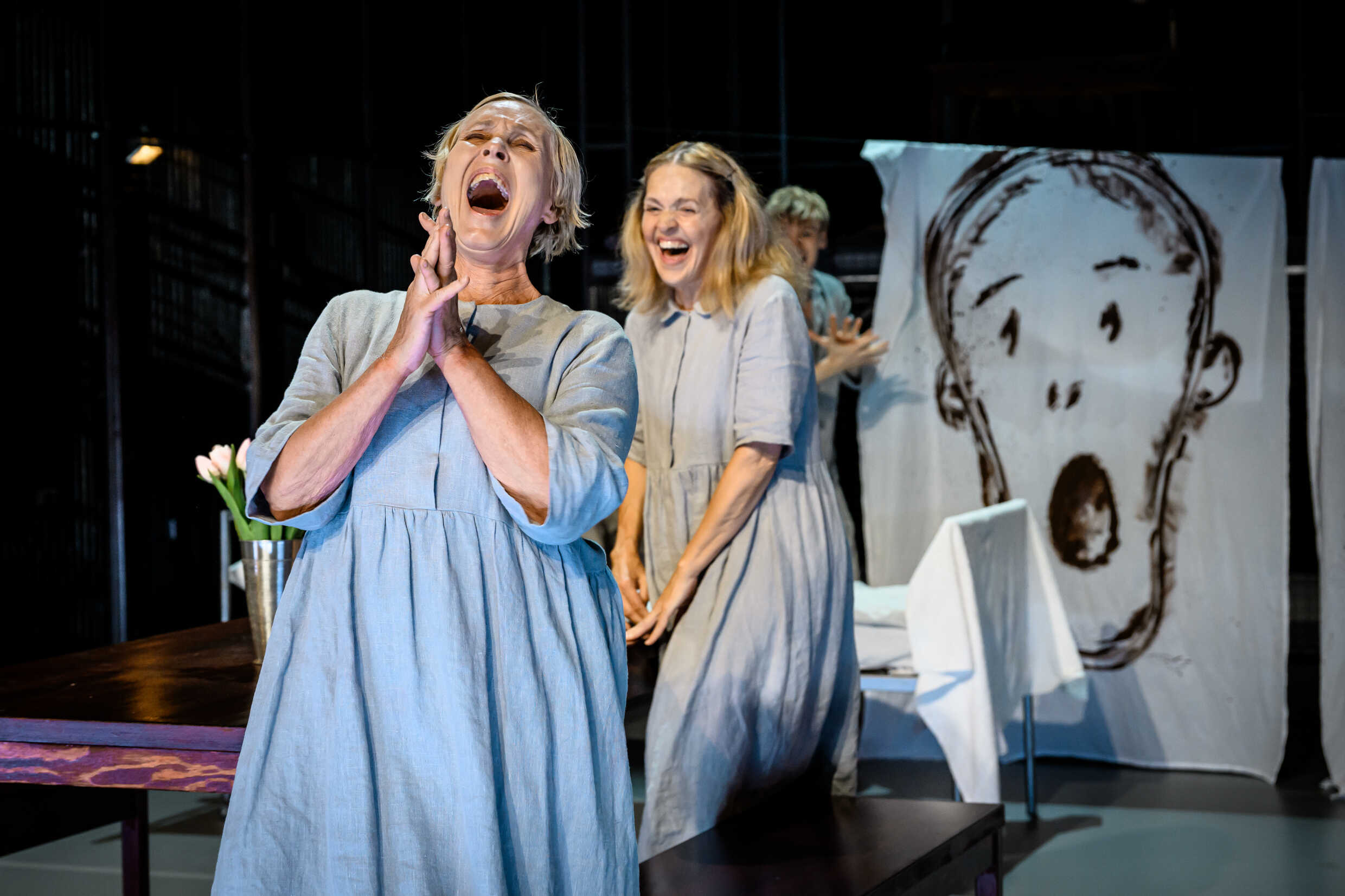 Kajsa Reingardt och Ann-Sofie Rase i Vipeholm - tiden före framtiden, urpremiär på Kulturhuset Stadsteatern 2 september 2023