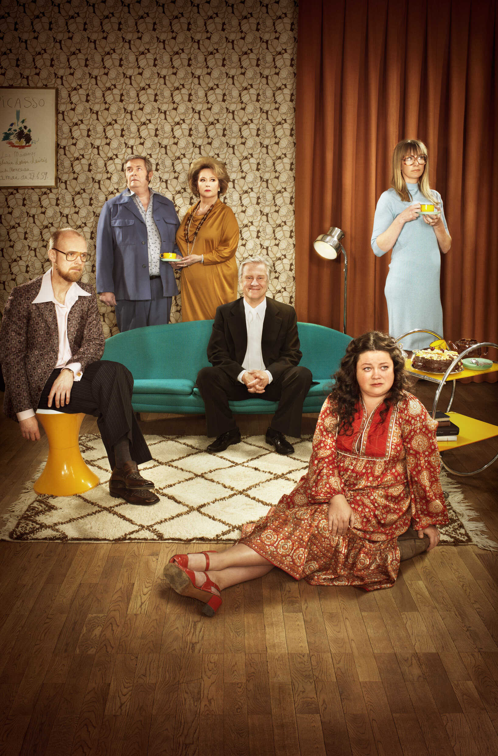 Jan Mybrand, Allan Svensson, Bergljót Arnadóttir, Jacob Nordenson, Jessica Heribertsson och Elisabeth Carlsson i Vänner