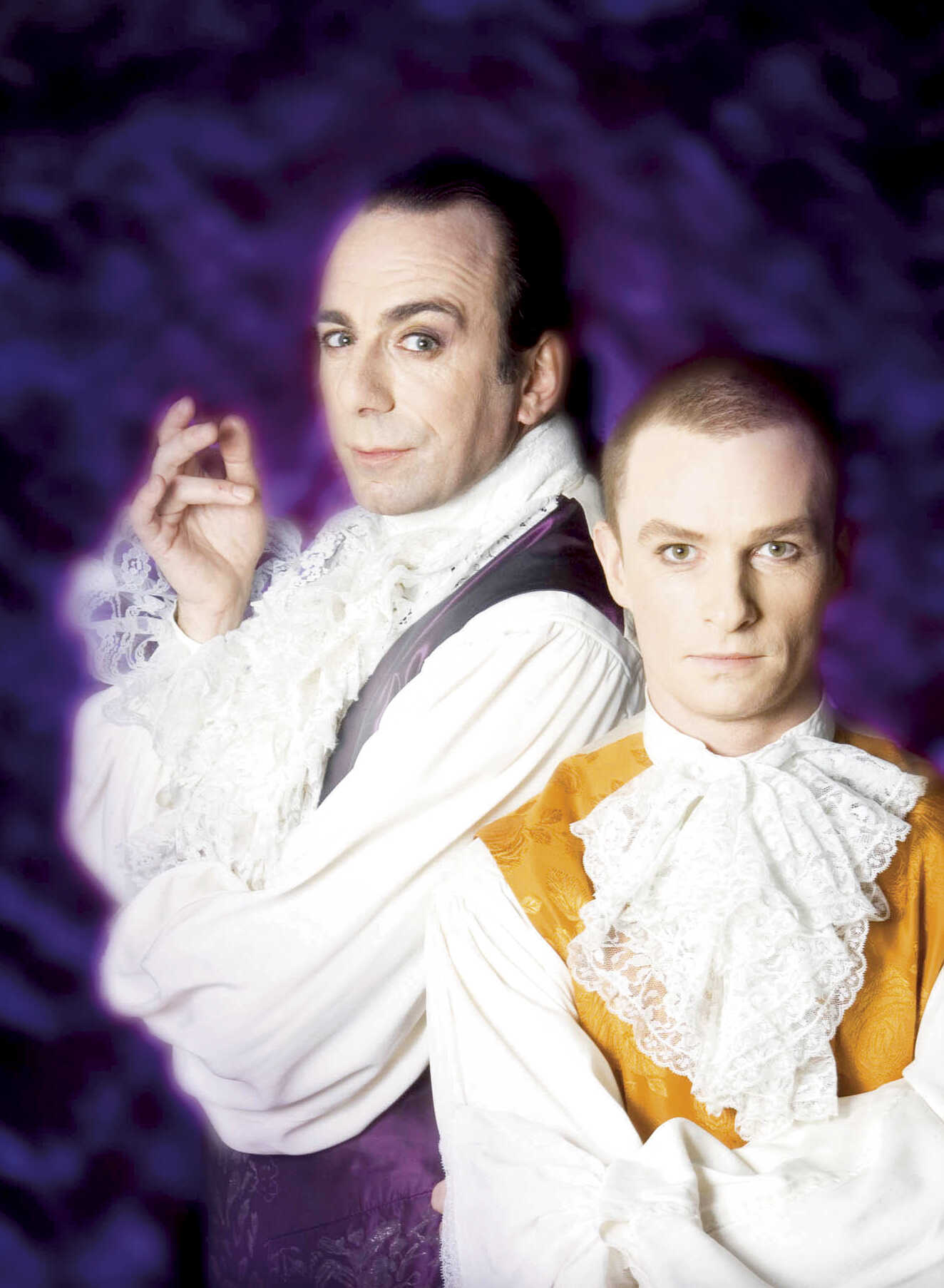 Förhandsbild på Rikard Wolff och Sven Ahlström i Amadeus, Stockholms stadsteater. Premiär 18 feb 2005.